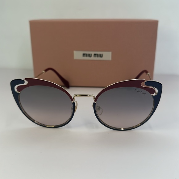 💯- New Authentic Miu Miu MU 57TS HB5GR0* 3N Metal Women Noir sunglasses - Picture 6 of 16